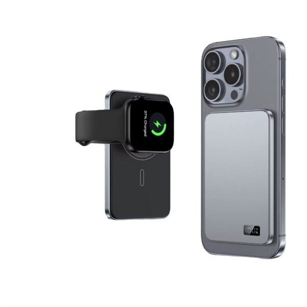 Power bank magnétique F20S avec support Apple Watch en recharge
